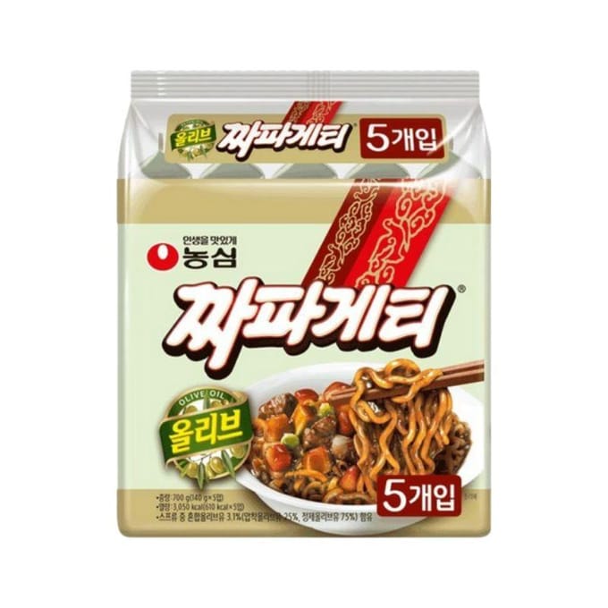 Nongshim Jjapagetti (Jjajang Ramen) 3 soorten Original 140g x 5 beige