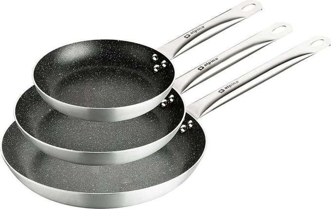 Alpina Koekenpannet Set - 3 Pannen - Zwart