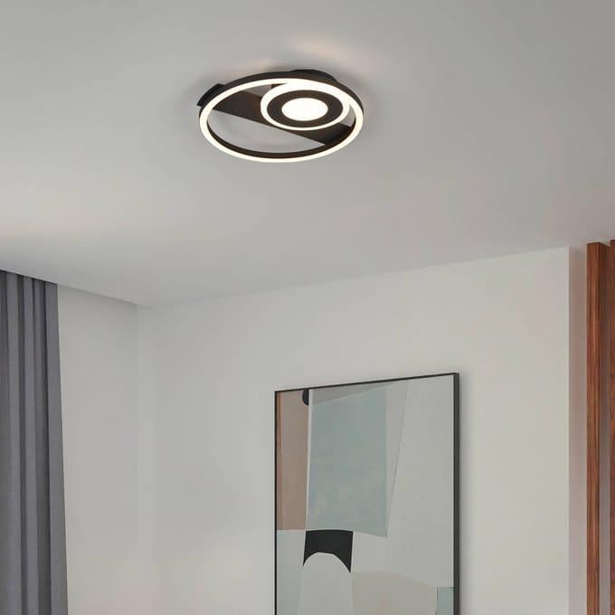 Reality Leuchten LED plafondlamp Horus, zwart, 2.500 lm, 3.000 K, metaal