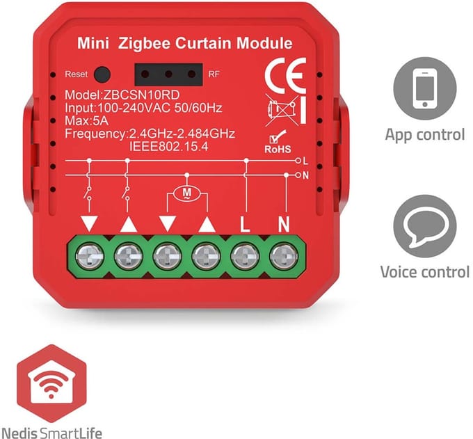 Nedis SmartLife inbouwmodule - Rolluiken/jaloezieën - 1000 W - Kroonsteen - App beschikbaar voor: Android / IOS