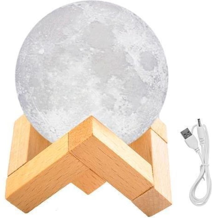Nachtlamp - Mini Maan - 8CM LED - 3D – 2 kleuren