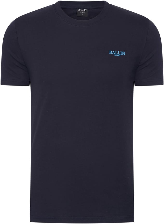 Heren Tee SS met Ballin Est. 2013 Mediterranean Backprint Shirt Print - Blauw - Maat M