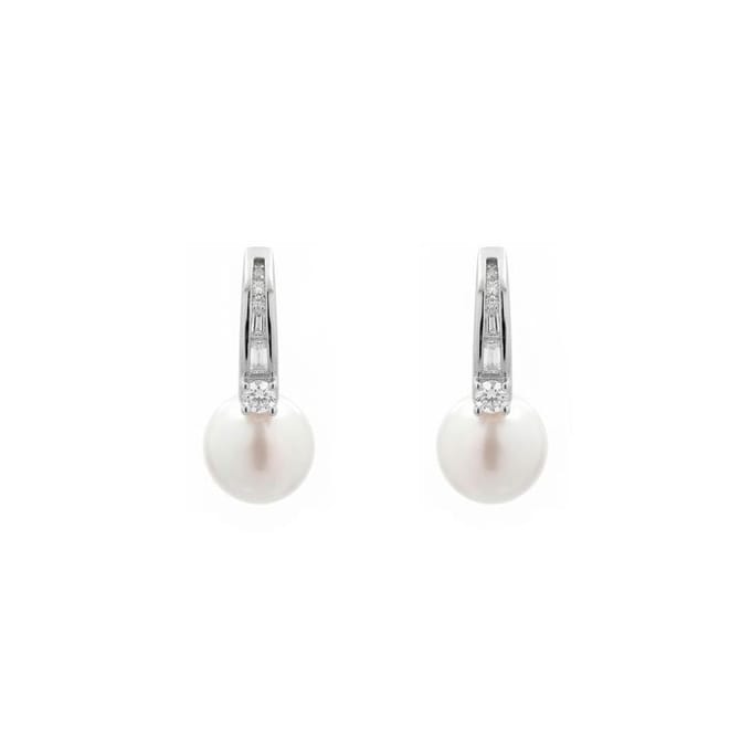 Boucle d Oreille Luxenter en alliage métallique et finition Rhodium perle blanche - Sewi