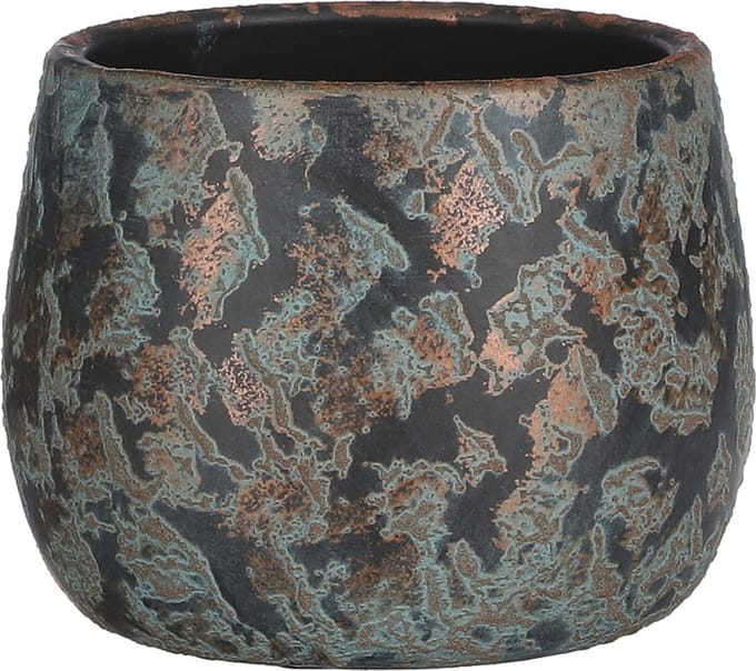 Mica Decorations Bloempot/schaal - keramiek - kamerplanten - koper - D16 x H13 cm