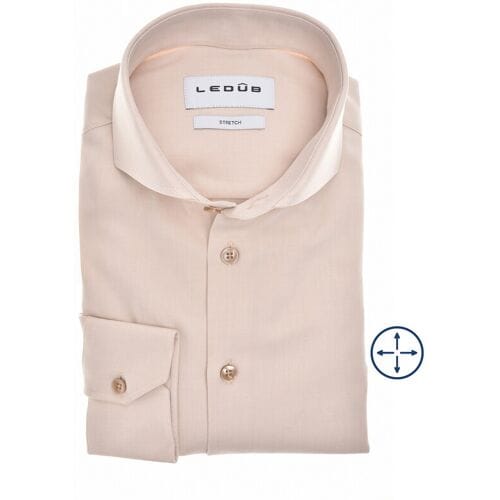 Ledûb Overhemd Solid Color Four Way Stretch Zand / male