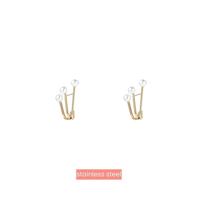 Go Dutch Label Oorknoppen 3 way pearls Goud