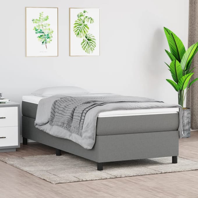 vidaXL - Boxspring - bed - 90x200 - cm - stof - donkergrijs