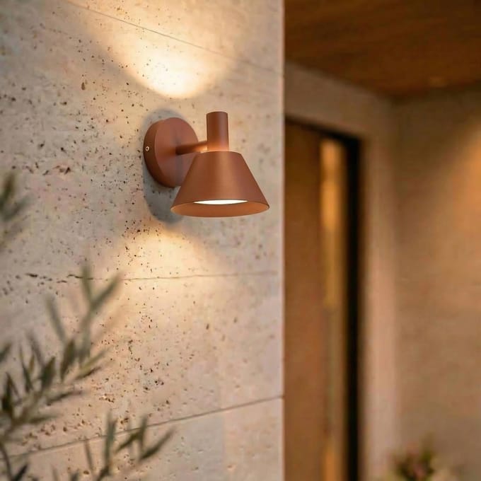 Lucande LED buiten wandlamp Tabena, bruin, IP44, CCT
