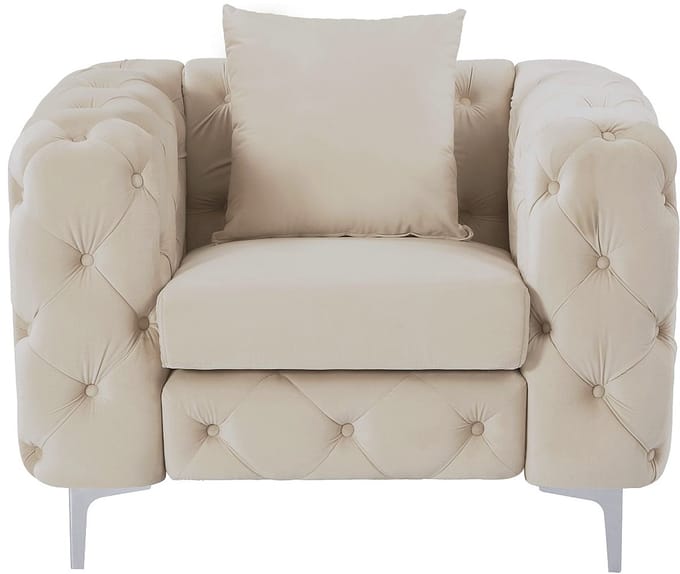 Vente-unique Chesterfield-fauteuil van beige velours EDWINA