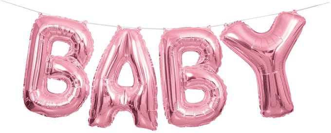 UNIQUE - Aluminium ballon slinger baby roze 2,5m voor babyborrel