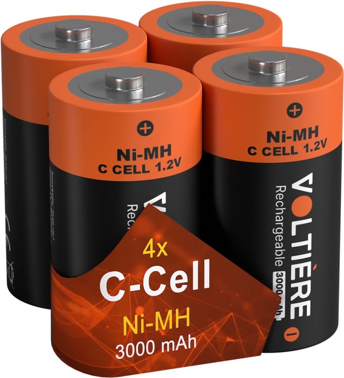 Voltière Oplaadbare Batterijen C - 3000 mAh - Ni-MH Batterij C - 4 Stuks
