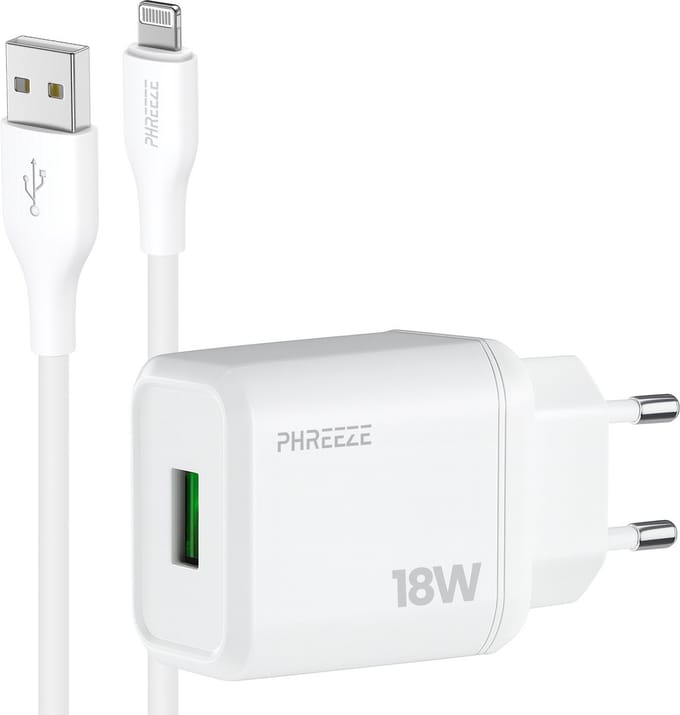 Phreeze usb lader geschikt voor iPhone en iPad met Lightning kabel - 5 V 3 A usb adapter