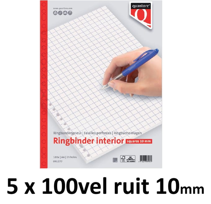5 x Interieur Quantore - A4 - 23-gaats - ruit 10mm - 5x100vel