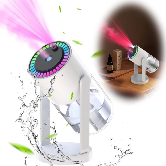 Luchtbevochtiger met Sterrenhemelprojectie en Sfeerverlichting - Desktop Ultrasone Aroma Diffuser