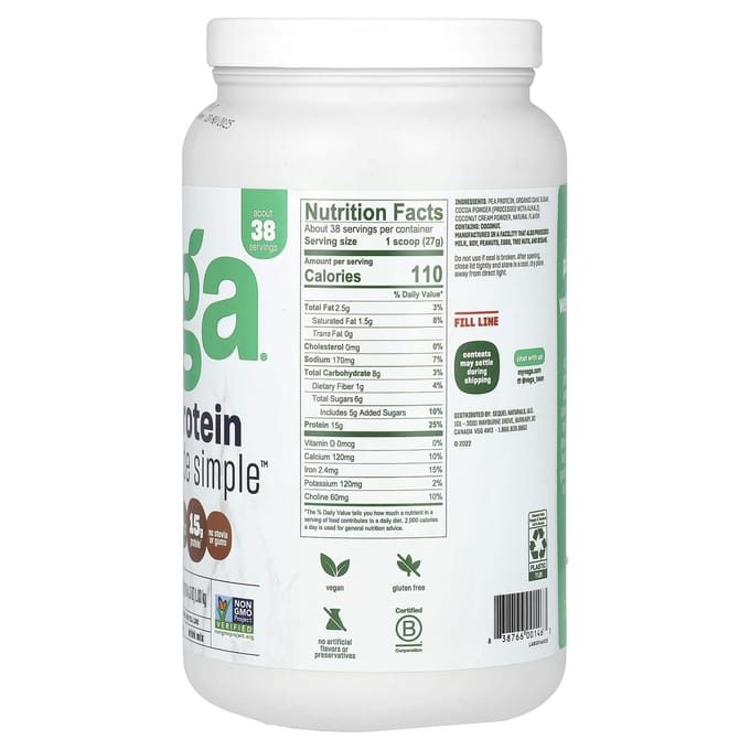 Vega, Protéine Végétale Simple, Chocolat Noir, 2 lb 4.3 oz (1,03 kg)