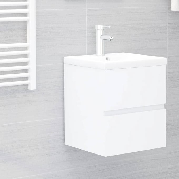 vidaXL - Wastafelkast - 41x38,5x45 - cm - bewerkt - hout - wit