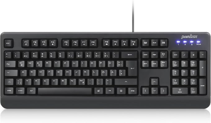 Waterproof Wasbare Toetsenbord met NumPad - IP65, QWERTZ Indeling - Zwart