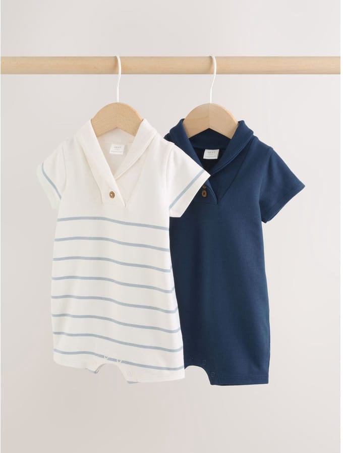 Next - Jongens - Verpakking van 2 jersey babyrompertjes - Wit