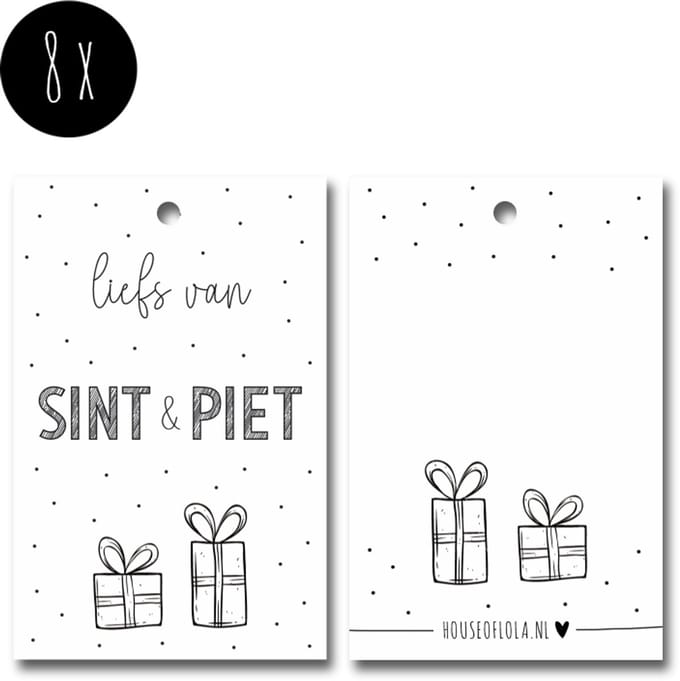 8x Sinterklaas Label / Kaartje van karton / Cadeaulabels / Labels | LIEFS VAN SINT & PIET