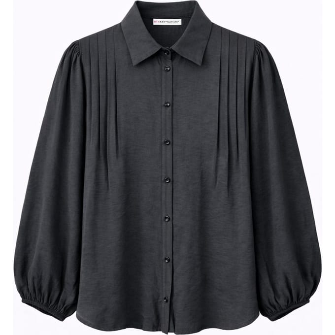 Gelaagde Ribbels Lange Mouwen Knopen Shirt