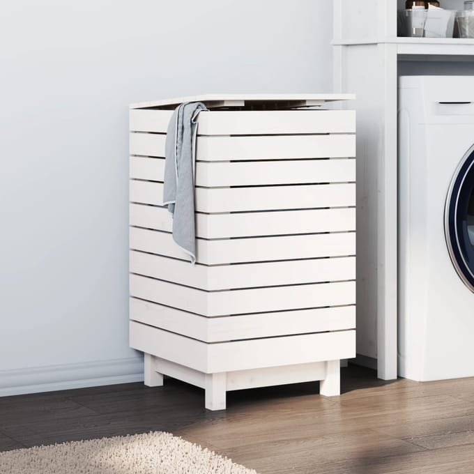 vidaXL - Wasmand - 44x44x76 - cm - massief - grenenhout - wit
