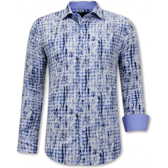 Bloemen Overhemd Heren - 3116 - Blauw