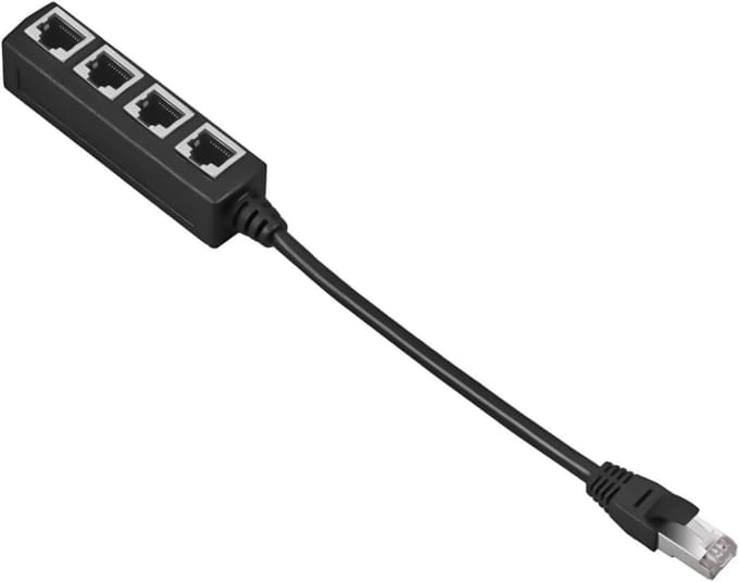 Ethernet Splitter - LAN Adapter - Internet Delen - Passieve Hub - 20 cm - Zwart