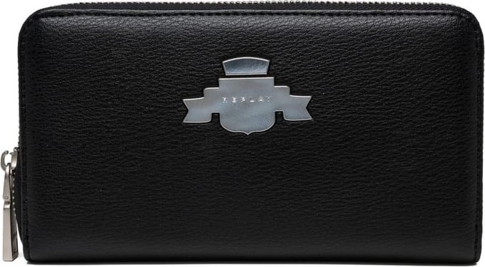 REPLAY Portemonnee Zip Around Wallet Black Zwart