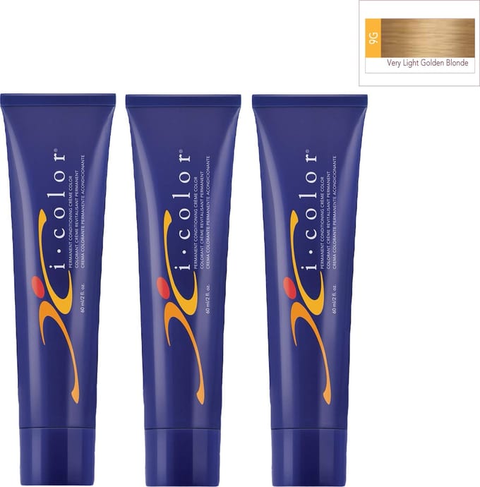 ISO i color Permanent Conditioning Crème Color 60ml 9G Very Light Golden Blonde x 3 tubes