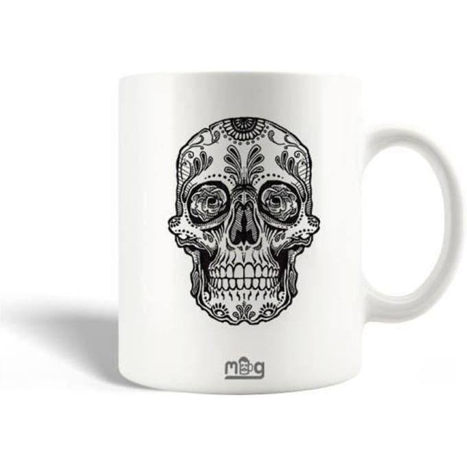 Mug en Céramique - Calavera - Tête de Mort - 30cl - Compatible Lave-Vaisselle - Blanc