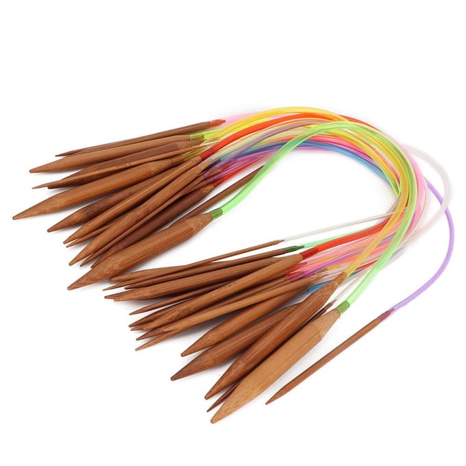 Multicolor plastic buis gecarboniseerde dubbele ringvormige bamboe trui naalden(60 cm23,6 inch) brown