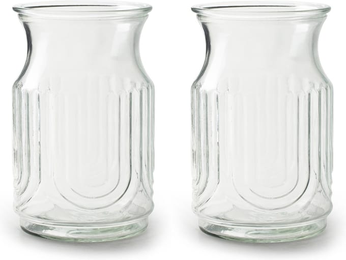 Jodeco Bloemenvazen - 2x stuks - helder/transparant glas - H20 x D12.5 cm