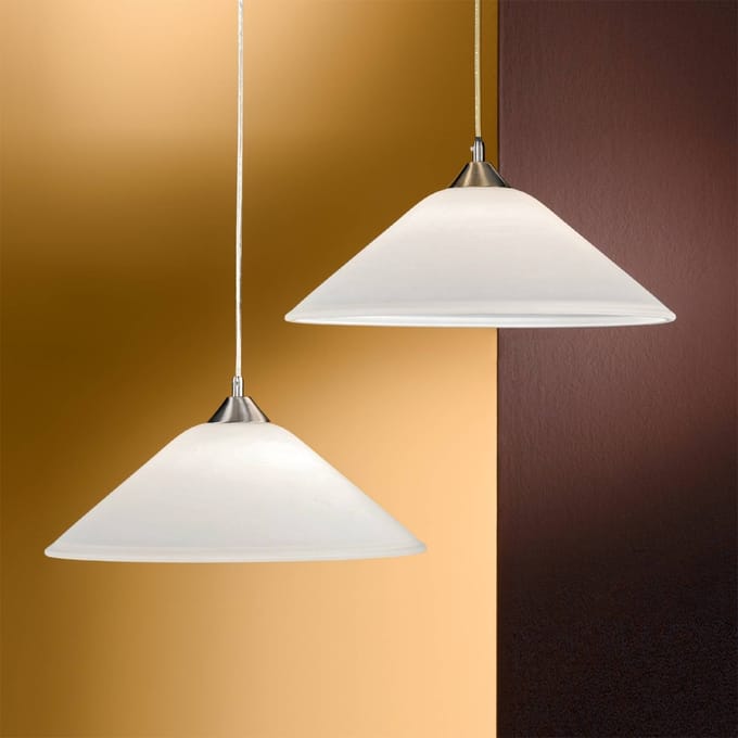 ORION Stijlvolle opaalglas-hanglamp LOISA - nikkel