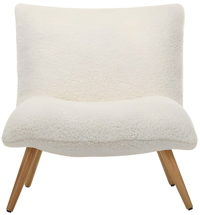 Vente-unique Fauteuil van stof - Teddy stof - Wit - PEPITA