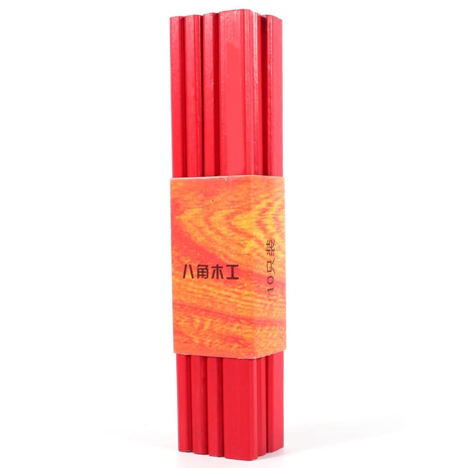 10 STuks Pak 175mm Achthoekige Hard Rode Timmermanpotlood Voor Bouwer Houtbewerking red
