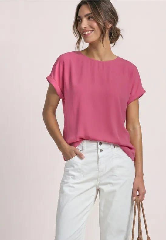 2-in-1-Shirt van chiffon met boothals