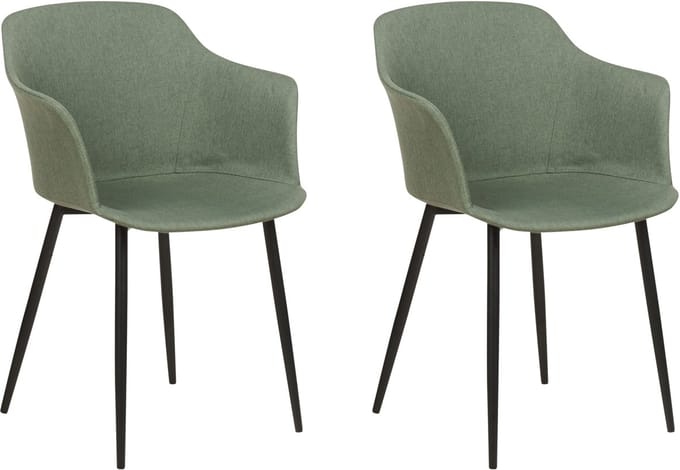 ELIM - Eetkamerstoel set van 2 - Donkergroen - Polyester