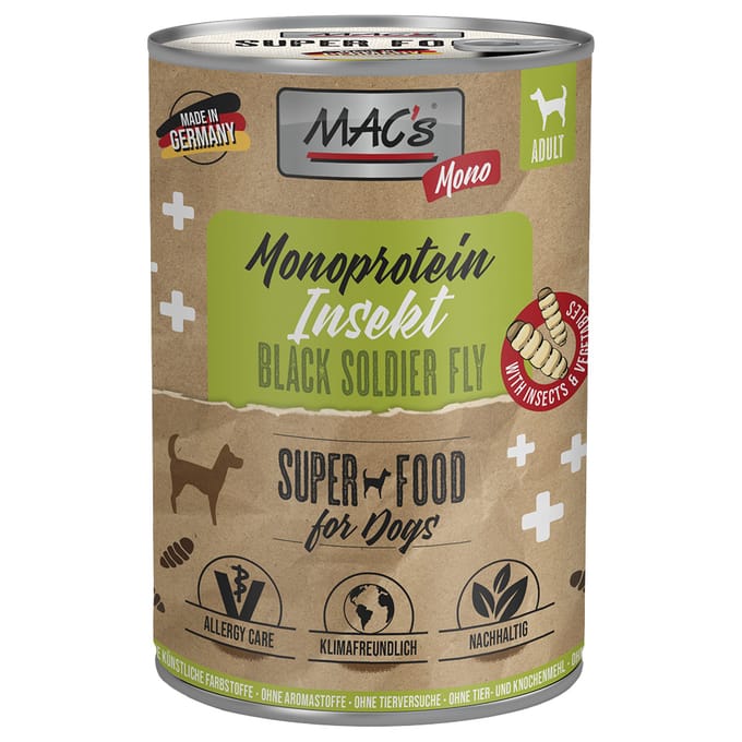24x375g MAC's Mono insecten natvoer voor honden
