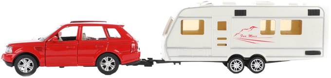 Toi-Toys - Metal Pull-back Car with Caravan 1:48