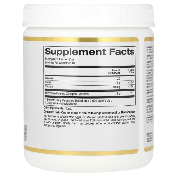 Gehydrolyseerde Marine Collageen Peptiden, Zonder Smaak, 200G (7.05Oz)