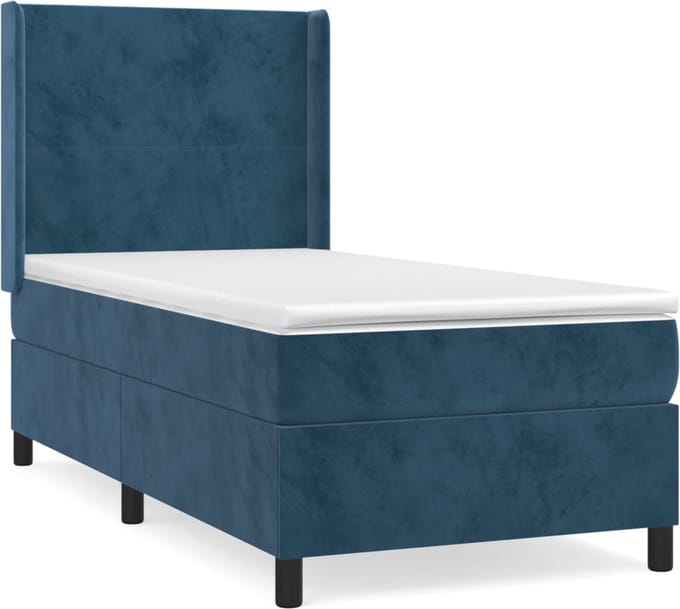 vidaXL - Boxspring - met - matras - fluweel - donkerblauw - 100x200 - cm