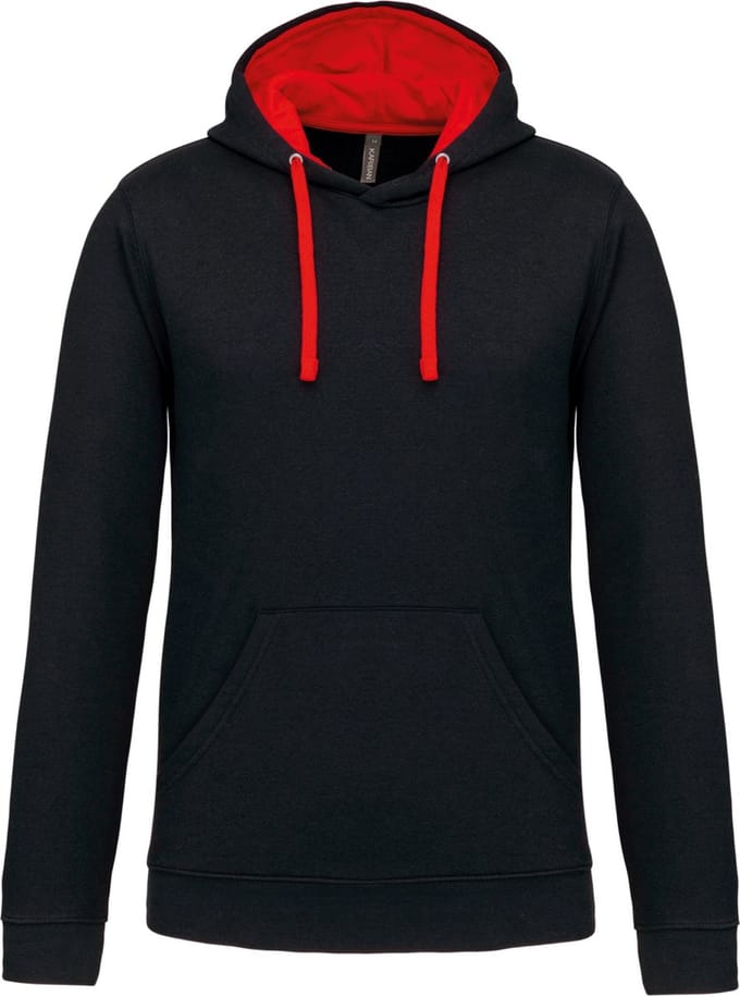 Kariban Hooded sweater met contrasterde capuchon K446 - BLACK / RED - M