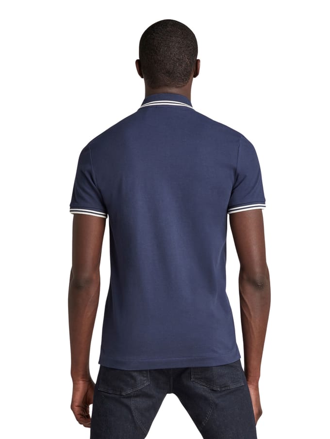 G-STAR Dunda slim stripe polo s\s Heren Poloshirt - sartho blue