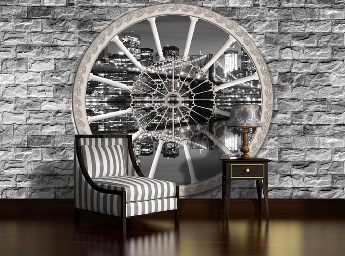 Brick Wall Brooklyn Bridge  Photo Wallcovering