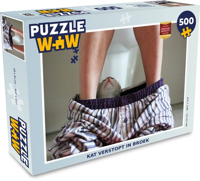 Puzzel Kat - Broek - Toilet - Legpuzzel - Puzzel 500 stukjes