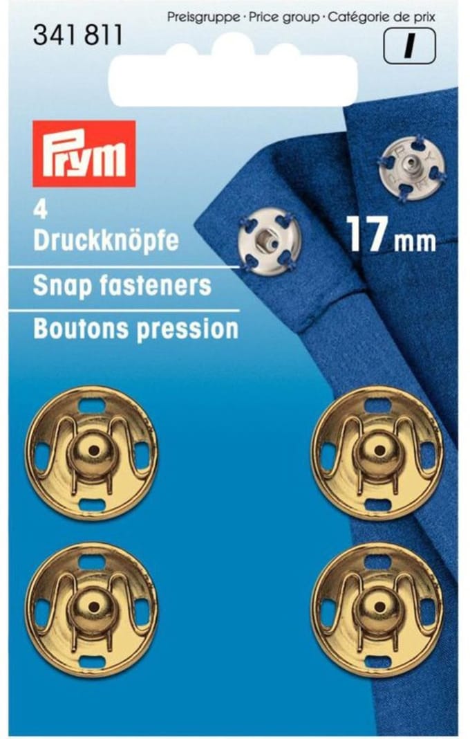 Aannaaidrukknopen 17 mm goudkleurig 4 st. - Aannaaidrukknopen - Prym