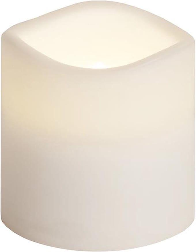 Star Trading Kaars Paul, zuilkaars, wit, LED, timer, warm wit, voor buiten, 7,5 cm