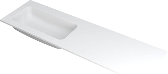 INK Faktor wastafel polystone links zonder kraangat 160x45x1,5cm, mat wit
