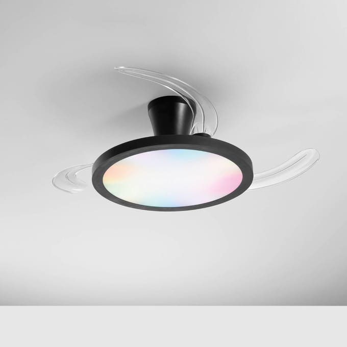 INTEC Condor LED plafondventilator, zwart, Ø 106 cm, CCT RGB, stil