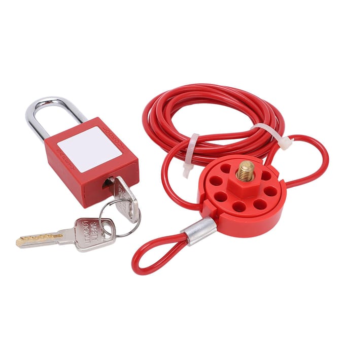Cadenas à câble Nylon Premium Acier Inoxydable Robuste Durable Réglable Large Application Cadenas à câble en acier red